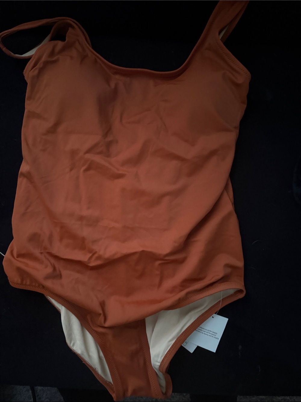 Amazon Essentials Women's One-Piece Swimsuit in Rust Orange - Picture 3 of 6